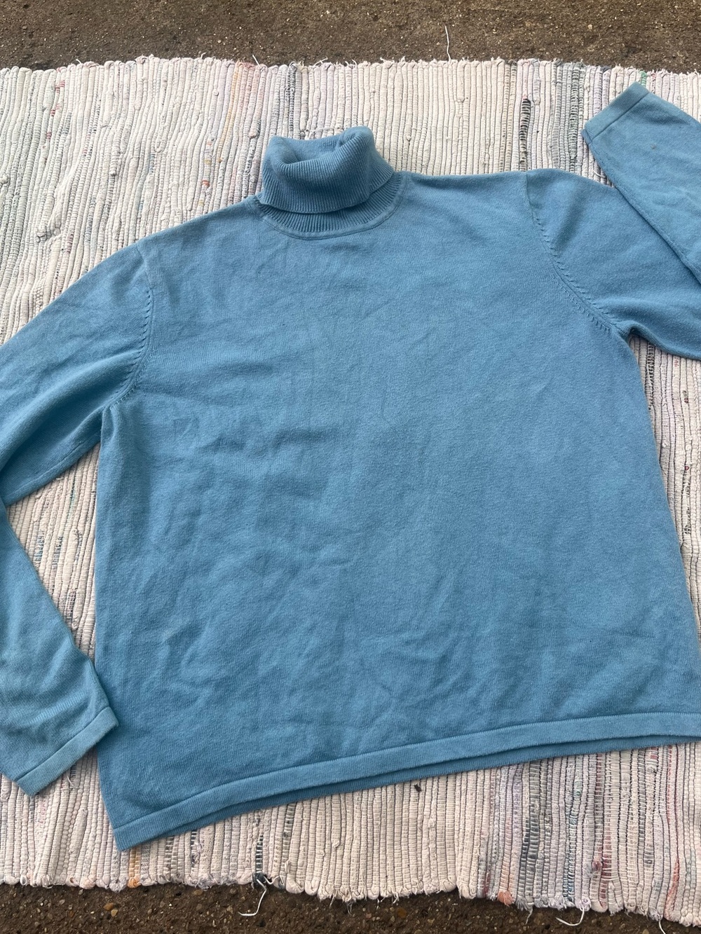 Vintage cashmere cotton Blue turtleneck Sweater